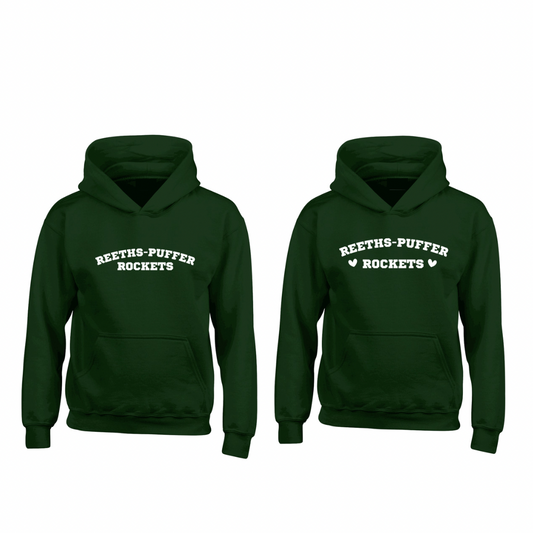 Kids Reeths-Puffer Rockets Green Hoodie - optional hearts