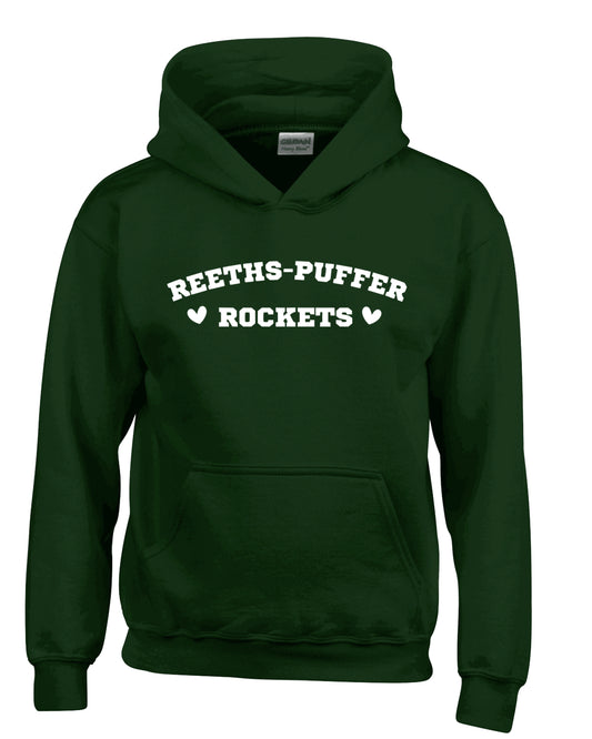 Kids Reeths-Puffer Rockets Green Hoodie - optional hearts